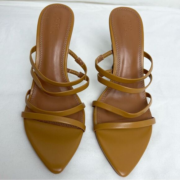 ASOS DESIGN NWOT Strappy Sandals 3.75” Heels Pointed Open Toe Brown Size 8 - Picture 2 of 8